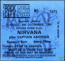 NIRVANA - Concert Ticket 1991