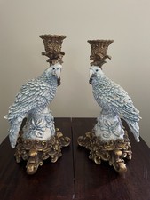 VTG Hollywood Regency Style Parrot Candleholder By Chrisdon Gold Glam Decor 12"
