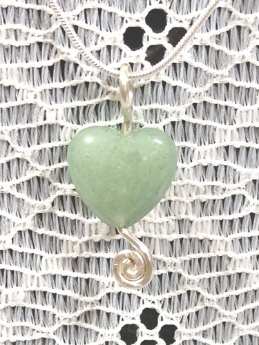 Green agate heart necklace - agate,