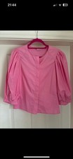 Zara Pink Puff Sleeve Blouse Medium VGC