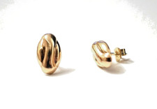 9ct Real Yellow Gold Oval Shape Large Studs Earrings Mothers Mum's Bday GIFT BOX