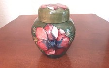 MOORCROFT GINGER JAR WITH COVER ANEMONE PATTERN 11 cm WITH BOX