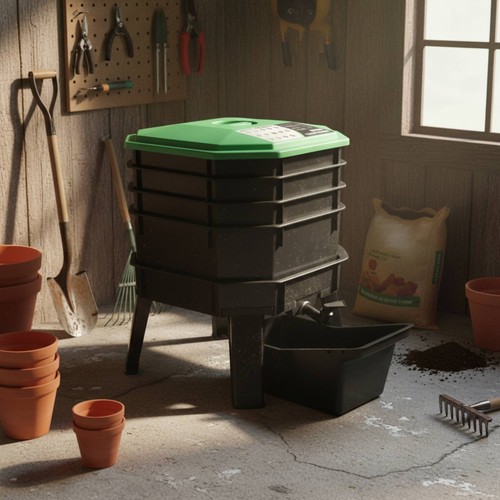 Worm composting bin green - worm,