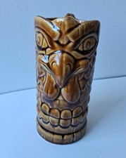 Rooster Teeth Vintage Style Brown Glaze Ceramic Tiki Mug, Austin Texas Podcast