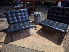 2 x black  Barcelona chairs 
