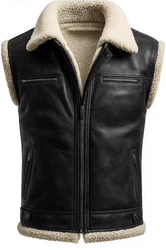 Men real lambskin fur vest - real,