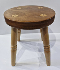 Small  round wood stool 4 legged / foot stool.