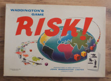 VINTAGE (per decimal) RISK WADDINGTONS GAME with CARD GAME BOARD & WOODEN PIECES