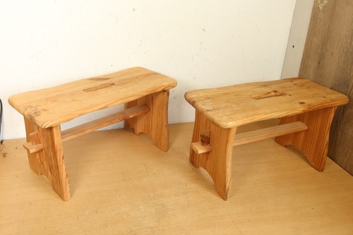 Vintage pair pine steps - of,