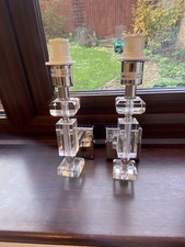 Laura Ashley Paloma Glass and Chrome Wall Lights with Half Cream Shades X 2