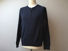 TOPMAN Mens Navy Blue Henley