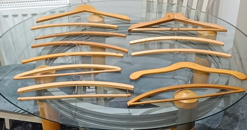Vintage wooden coat hangers x - wooden,