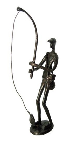 Solid metal fisherman catching - metal,
