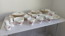 Dinner Set Duchess Bone China Fuchsia Tea Cups, Saucers Plates, Bowls Bundle Lot