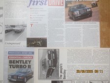 Bentley Mulsanne Turbo & Turbo R , Bentley Eight etc. Reports/ Cuttings