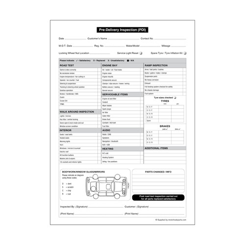 Pre delivery inspection pdi - delivery,