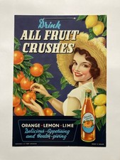 Vintage Orange Crush Advertising Card Sign Manchester Duckworth Great Colour.