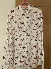 Sainsbury’s TU Ladies White Christmas Dogs  Blouse Shirt Size 12 Novelty