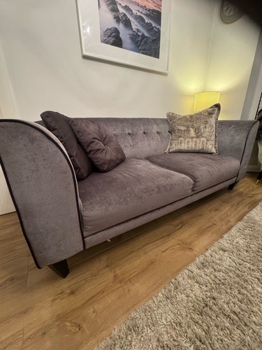 Dfs stylish grey velvet sofa - grey,