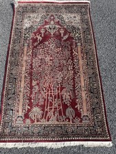 Stunning Hand-Knotted Persian Silk Rug 152x95 cm | Tree of Life | Rich Red Field