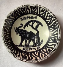 Soapstone Bowl Hand-Painted Elephant Jambo. Kenya.