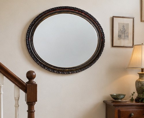 Vintage oval wall mirror - oval,
