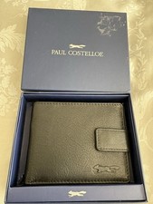 Paul Costelloe Men's Leather Bi Fold Wallet. Black Leather.