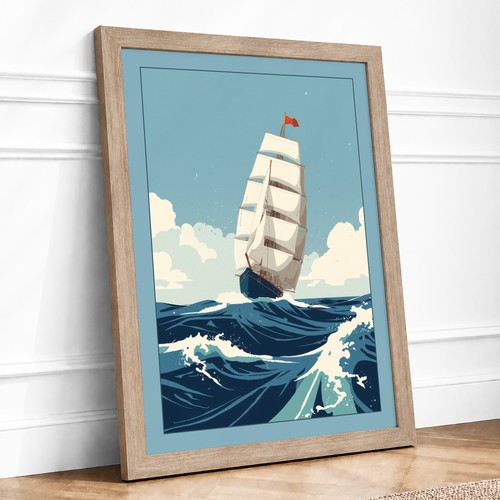 Sailing through seas vintage - sailing,