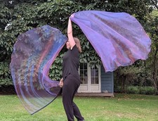 worship dance Wing Organza purple flag/Christian circular flexi-rod flag UK MADE