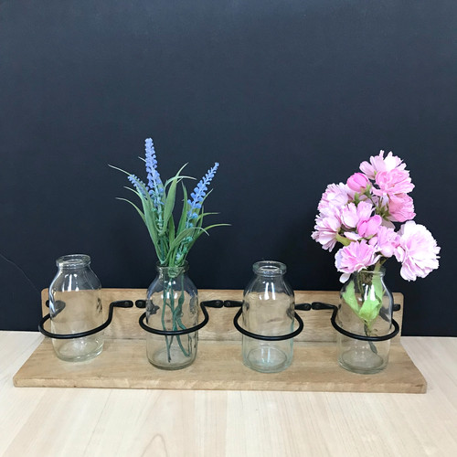 Glass milk bottle vases - bottle, on