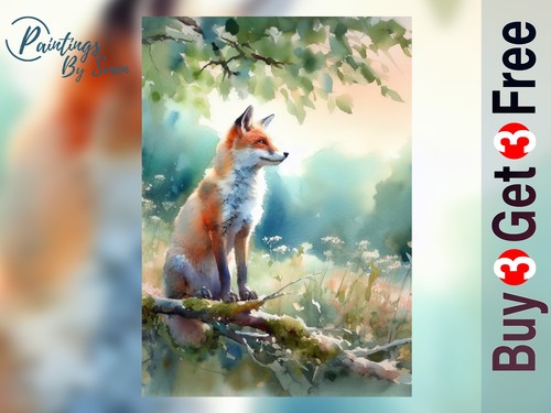 Fox woodland 5x7 print - fox,