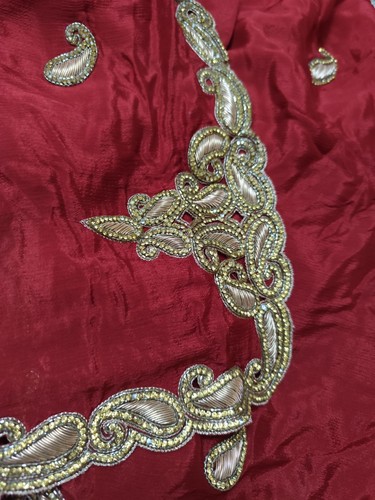 Ombre pink burgundy gold saree - ombre,
