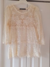 Zara Womens Cream Lace Top