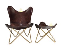 Real Leather Butterfly Chair &