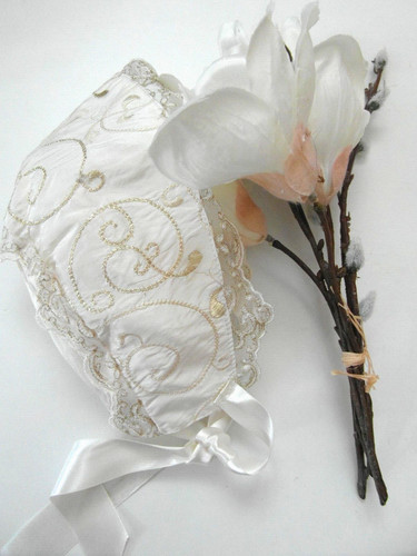 Silk christening bonnet - silk,