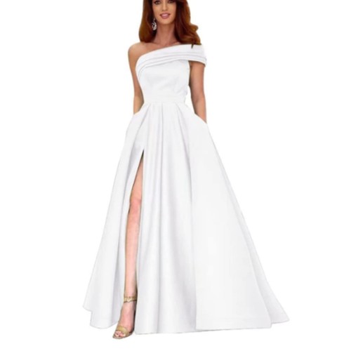 Women long slit evening dress - long,