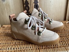 SEE BY CHLOE BEIGE SUEDE WEDGE HEEL SHOES WITH ROPE LACES SIZE 37 UK 4 NEW ! 