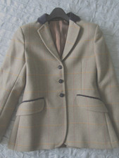 PRETTY PONIES  Tweed show Jacket,Sz 28 .Green- beige, gold - red check SUPER