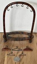 Vintage Dolls House Clothes Rail & 5 Hangers,  Large, 17cm