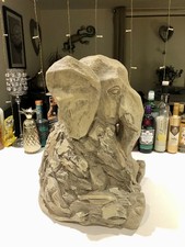 Large wooden effect elephant - wooden,