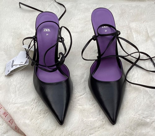 Zara black real - leather, high