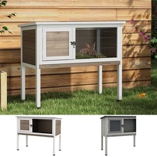 Pawhut Large Elevated Indoor Outdoor Wooden Rabbit Hutch w/ Asphalt Roof, Tray