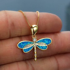 Blue Opal Dragonfly Gold