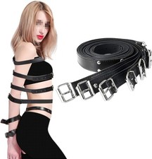 7pcs PU Leather Bondage Belt Full Body Straps Harness Rope Lock Adjustable BDSM