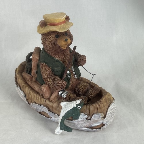 Fisherman bear figurine boat - bear,
