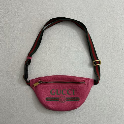 Gucci print pink leather belt - pink,