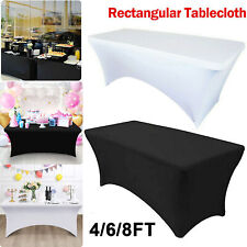 4Ft 6Ft 8Ft Rectangular Stretch Tight Fit Folding Table Cover Trestle Tablecloth