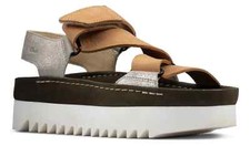 Clarks Originals Ladies RANGER ELVTD Silver Combi Nubuck Leather Sandals UK 3D