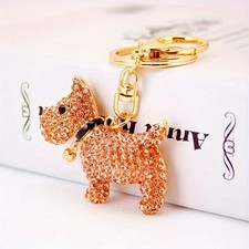 Butler & Wilson Inspired Rose Gold Scottie Dog Rhinestone Keyring