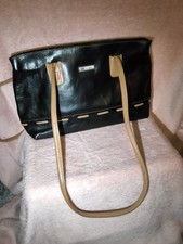 Gucci Vintage Black and Tan Leather Handbag